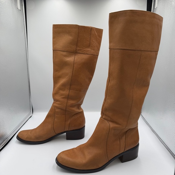 Nine West Leather Tan Knee High Equestrian Bohemian Hippie Quiet Luxury Boot 8M